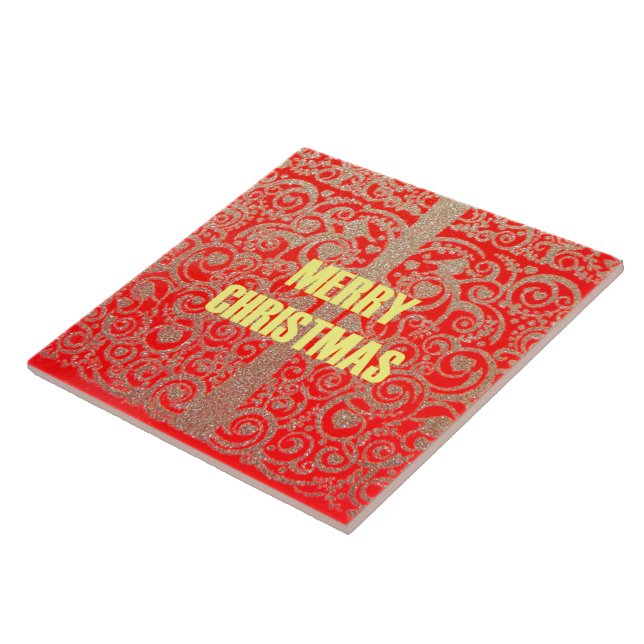 Carreau Joyeux Noël Rouge et Gold Collection (Côté)