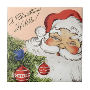 Carreau Joyeux Noël vintage ! Santa Claus jovial