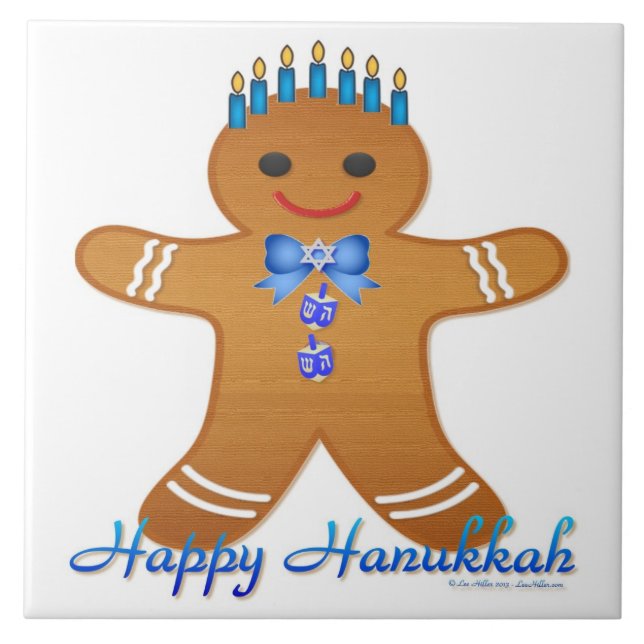 Carreau Judaïque Hanoukka Gingerbread Homme Menorah (Devant)