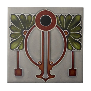 Carreau Jugendstil allemand Art Nouveau/Art Déco Repro Gri
