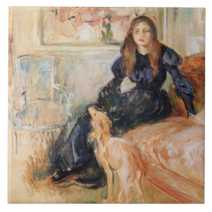 Carreau Julie Manet et son Greyhound (par Berthe Morisot)