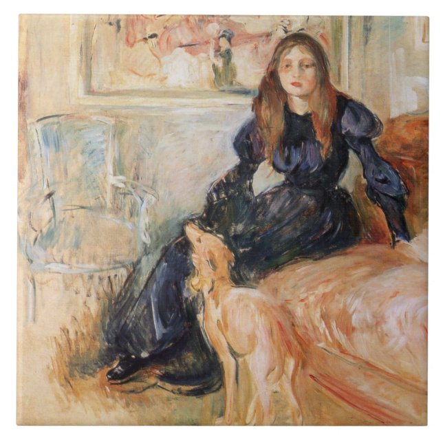 Carreau Julie Manet et son Greyhound (par Berthe Morisot) (Devant)