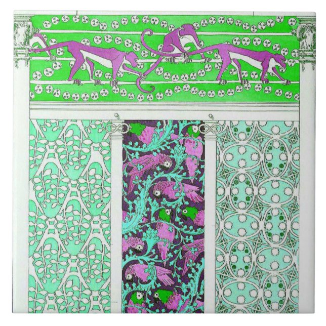 Carreau Jungle de perroquet et de singe (Devant)