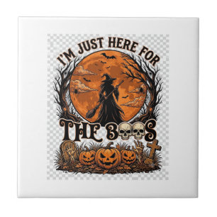 Carreau Juste ici Boos Halloween Sorcière Lune Citrouilles