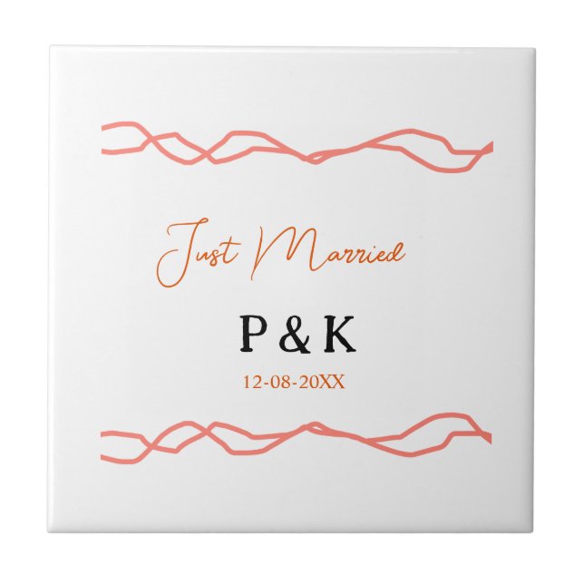 Carreau Juste marié ajouter nom de couple date rouge vinta (Devant)