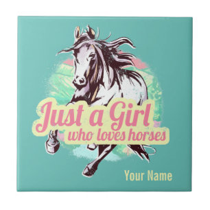 Carreau Juste Une Fille Qui Aime Les Chevaux Aquarelle Vin
