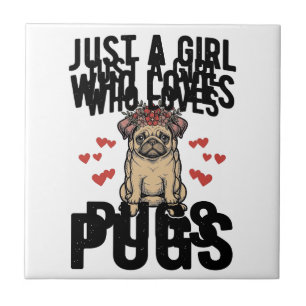 Carreau Juste Une Fille Qui Aime Les Pugs Chemise Vintage