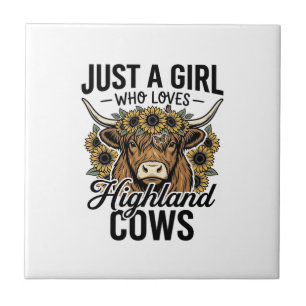 Carreau Juste une fille qui aime les vaches des Highlands 