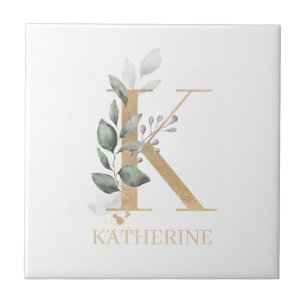 Carreau K Monogramme Floral Personnalisé