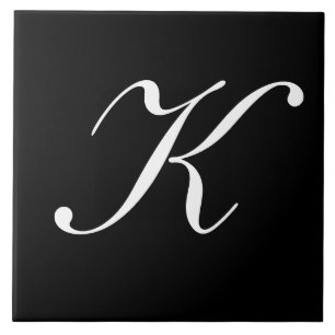 Carreau "K" Monogramme initial blanc sur noir