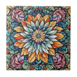 Carreau Kaleidoscope Abstrait à fleur de mosaïque