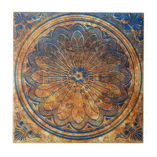 Carreau Kaleidoscope Abstrait Arabesque Mandala Bronze