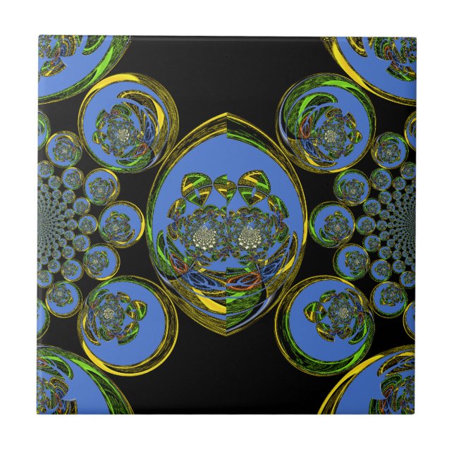 Carreau Kaleidoscope bleu et jaune Imprimer (Devant)