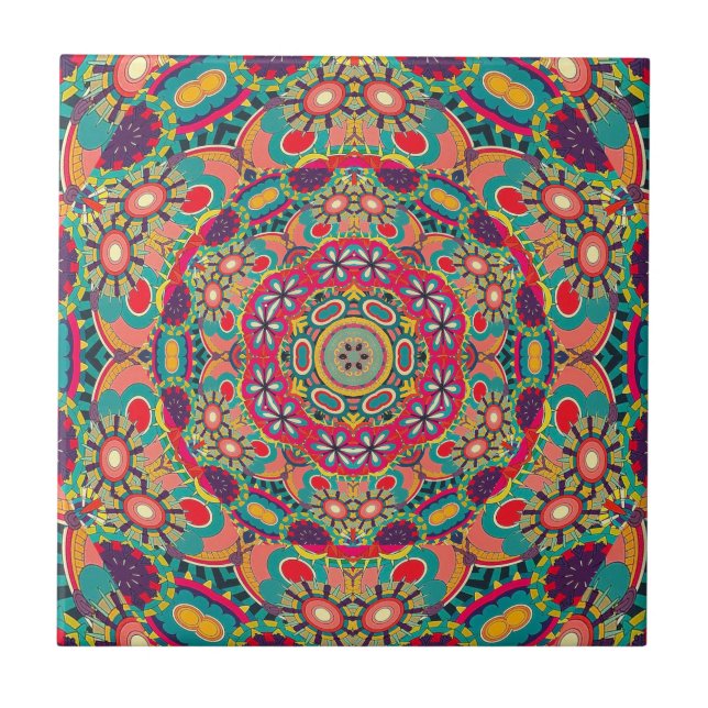 Carreau Kaleidoscope coloré orné Motif Mandala (Devant)