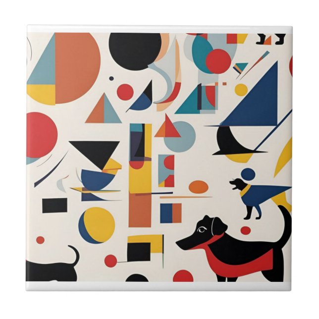 Carreau Kandinsky art & Amoureux des chiens / (Devant)