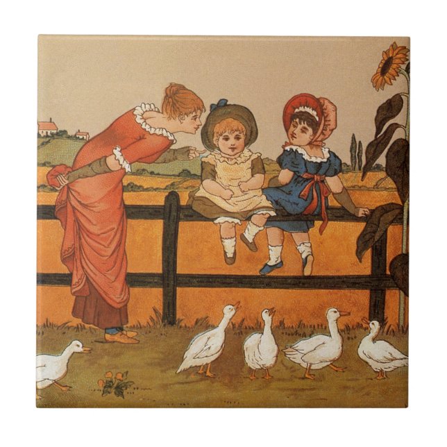 Carreau Kate Greenaway, canards victoriens d'enfants de (Devant)