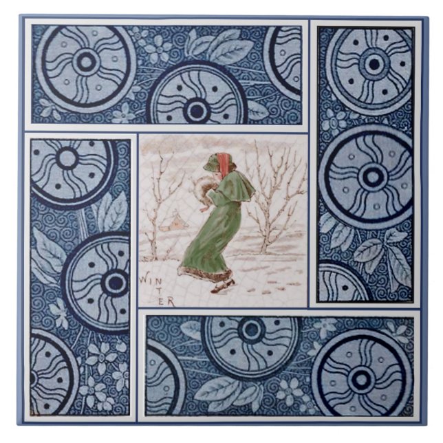 Carreau Kate Greenaway Winter pour T&R Boote Repro 1880 (Devant)