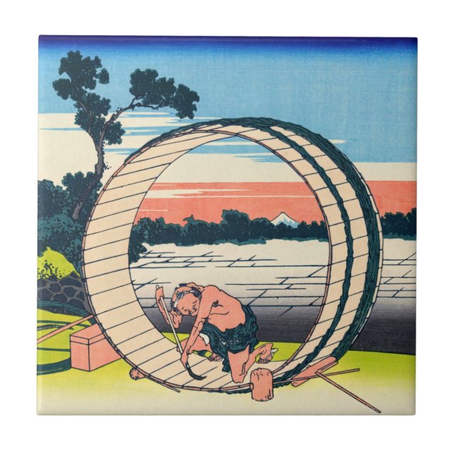 Carreau Katsushika Hokusai - Fujimigahara, province d'Owar (Devant)