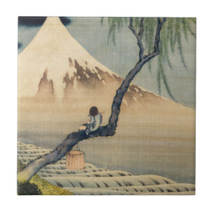 Carreau Katsushika Hokusai - Garçon regardant le Mont Fuji