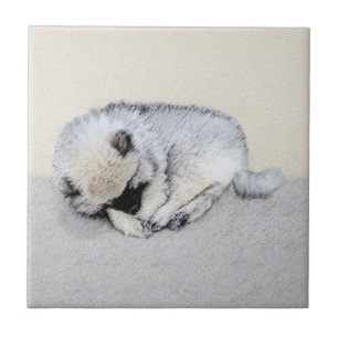 Carreau Keeshond Sleeping Puppy Peinture Chien Art origina