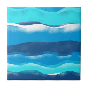 Carreau Kit d'aquarelle bleu romantique Elegant Ocean Wave