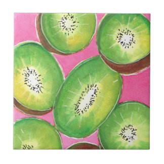 Carreau Kiwi sur cocktail rose napkin néon vert et rose