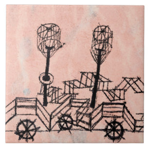 Carreau Klee - Vieux bateau à vapeur, art abstrait