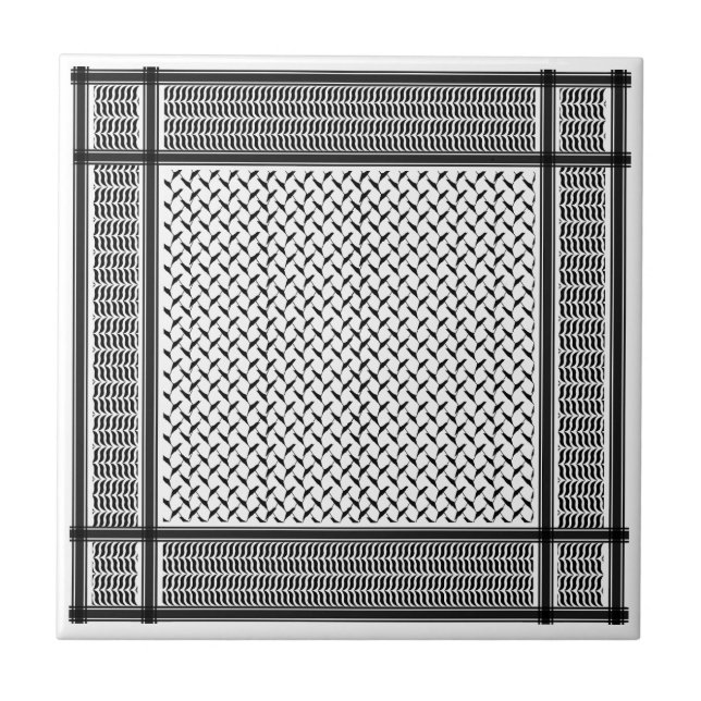 Carreau Kuffiya en Jordanie noir et blanc (Devant)