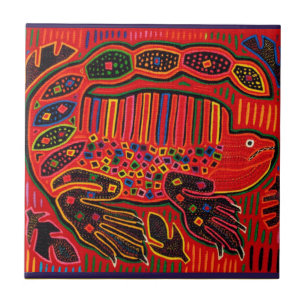 Carreau Kuna Iguane Indien Mola