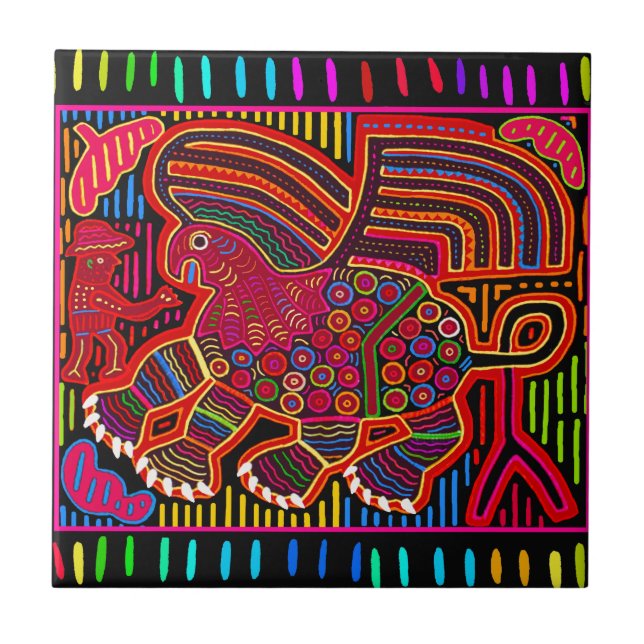 Carreau Kuna Indian Friendly Dragon (Devant)