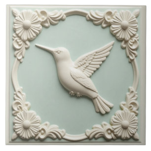 Carreau L Vert menthe faux relief Art nouveau Colibri
