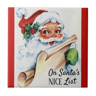 Carreau La belle liste du Père Noël Vintage de Noël