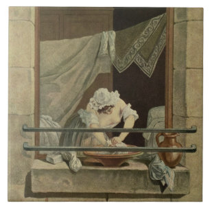 Carreau La blanchisseuse, gravée par J. Laurent Julien (c