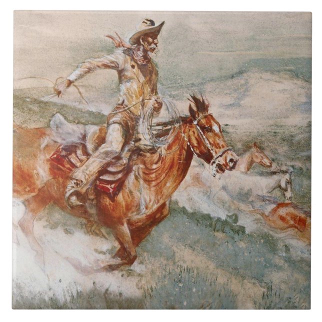 Carreau "La chasse" Art occidental par Edward Borein (Devant)