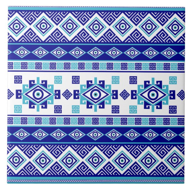 Carreau La clé du méandre grec et l'oeil malin (Devant)