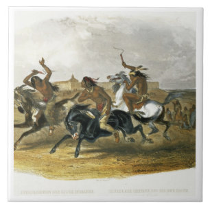 Carreau La course de chevaux des Indiens de Sioux