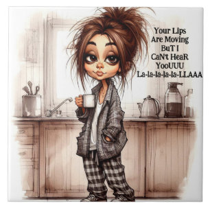 Carreau La dame au café branché ne peut pas vous entendre