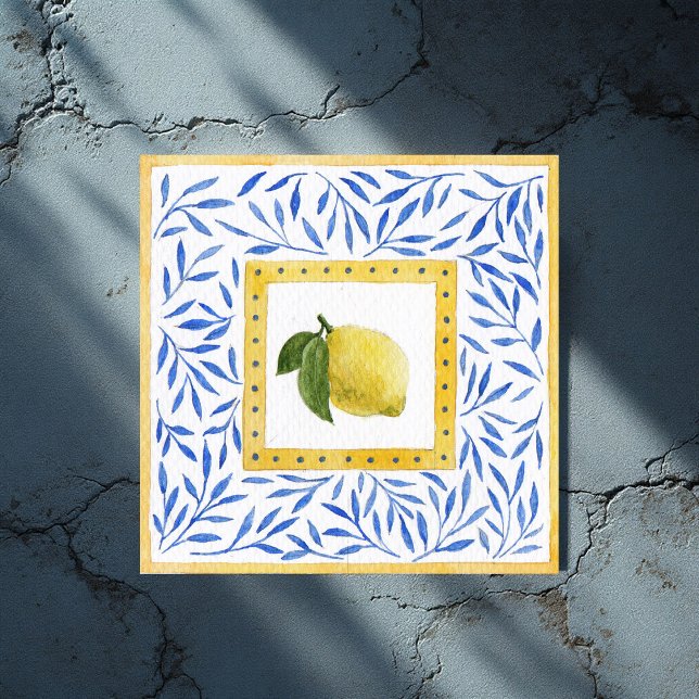 Carreau "La Dolce Vita" Lemon Méditerranéen Design italien (Lemon Mediterranean Italian Design Ceramic Tile)