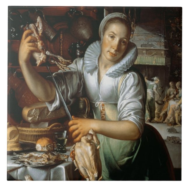Carreau La domestique de cuisine (avec le Christ, Mary et (Devant)