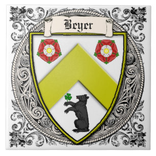 Carreau La famille de Beyer (Suisse/Saxe) arme
