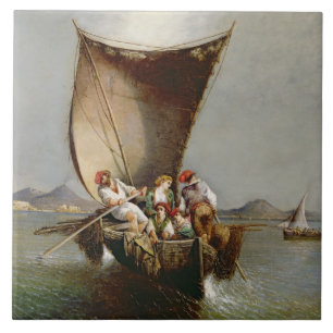 Carreau La famille du pêcheur (huile sur la toile)