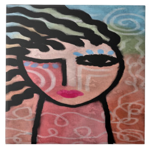Carreau La femme et la peinture numérique Abstraite au sol