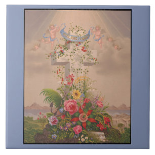 Carreau La Foi Espère Charité Et Fleurs
