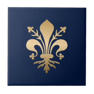 Carreau La luxueuse Gold Fleur de Lis Navy