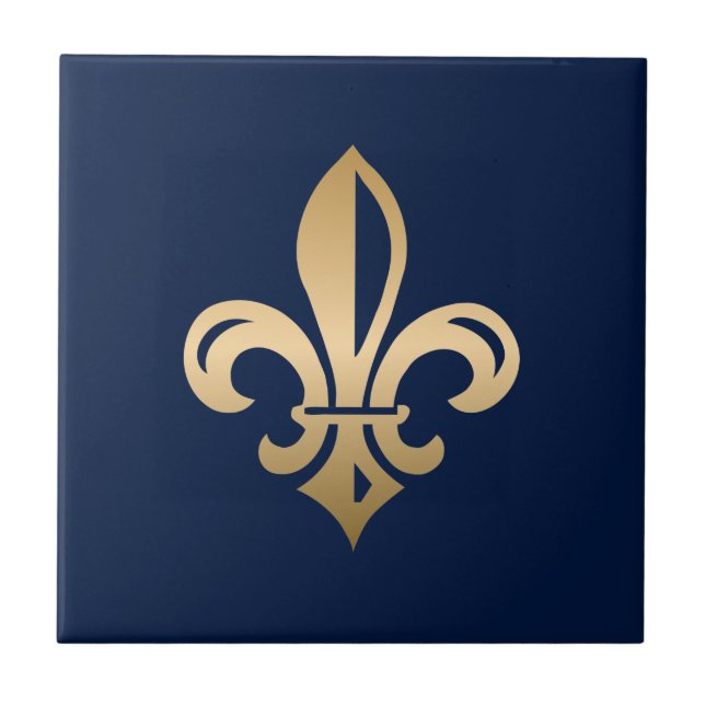 Carreau La luxueuse Gold Fleur de Lis Navy (Devant)
