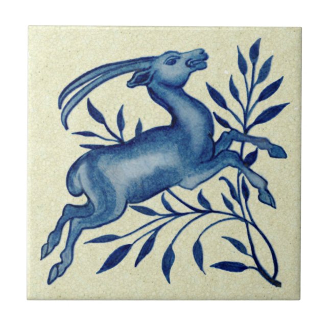 Carreau La main de Morgan Peint Blue Antelope Antique Repr (Devant)