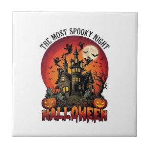 Carreau La nuit la plus effrayante d'Halloween Maison hant