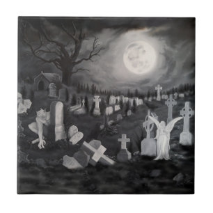Carreau La nuit sur le cimetière - Angel avec Diable