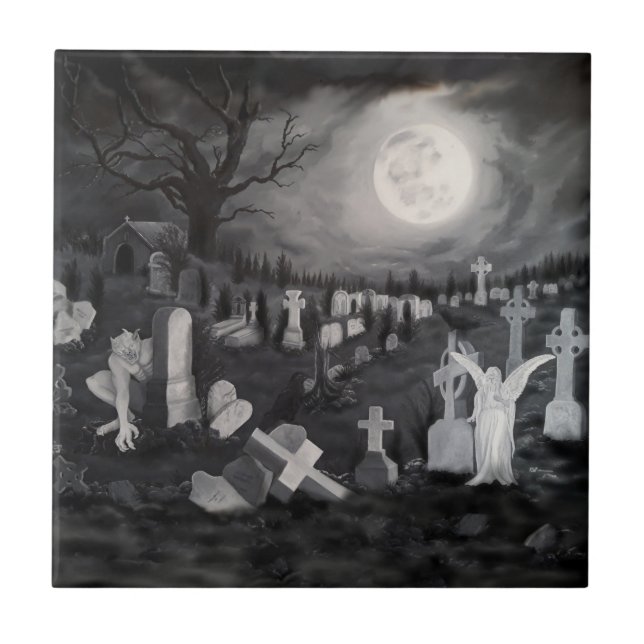 Carreau La nuit sur le cimetière - Angel avec Diable (Devant)