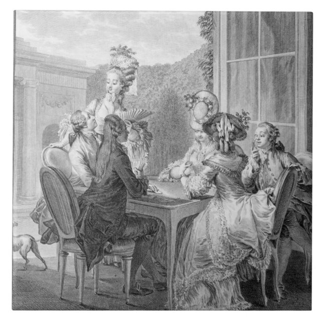 Carreau La partie de whist, 1783, gravé par Jean Dambrun (Devant)